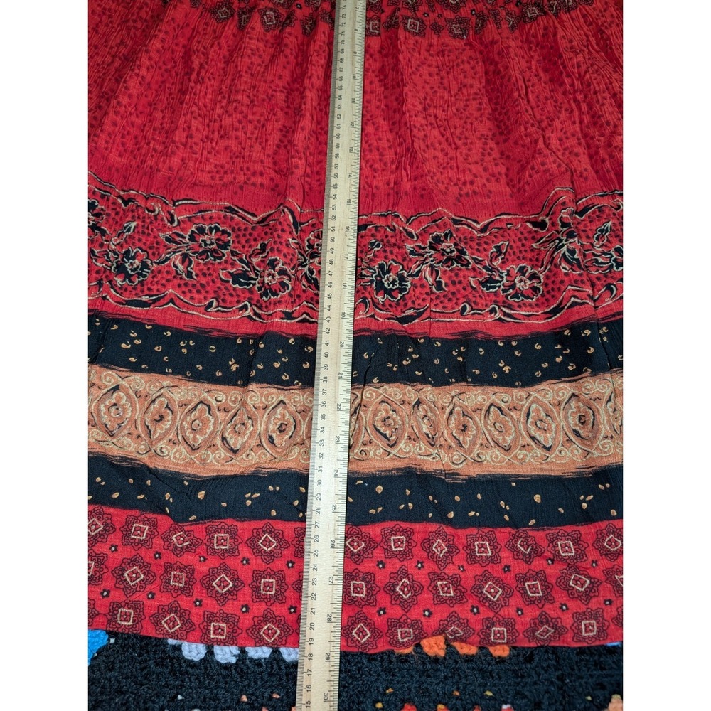 Sharon Anthony Womens Size 20W Cardigan & Skirt 16W Crinkle Gauzy Boho Red Artsy - Picture 13 of 16